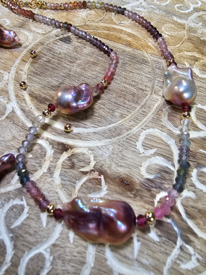 Blush Pink Baroque & Tourmaline Necklace