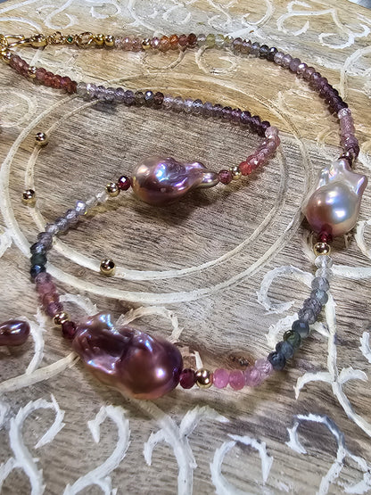 Blush Pink Baroque & Tourmaline Necklace