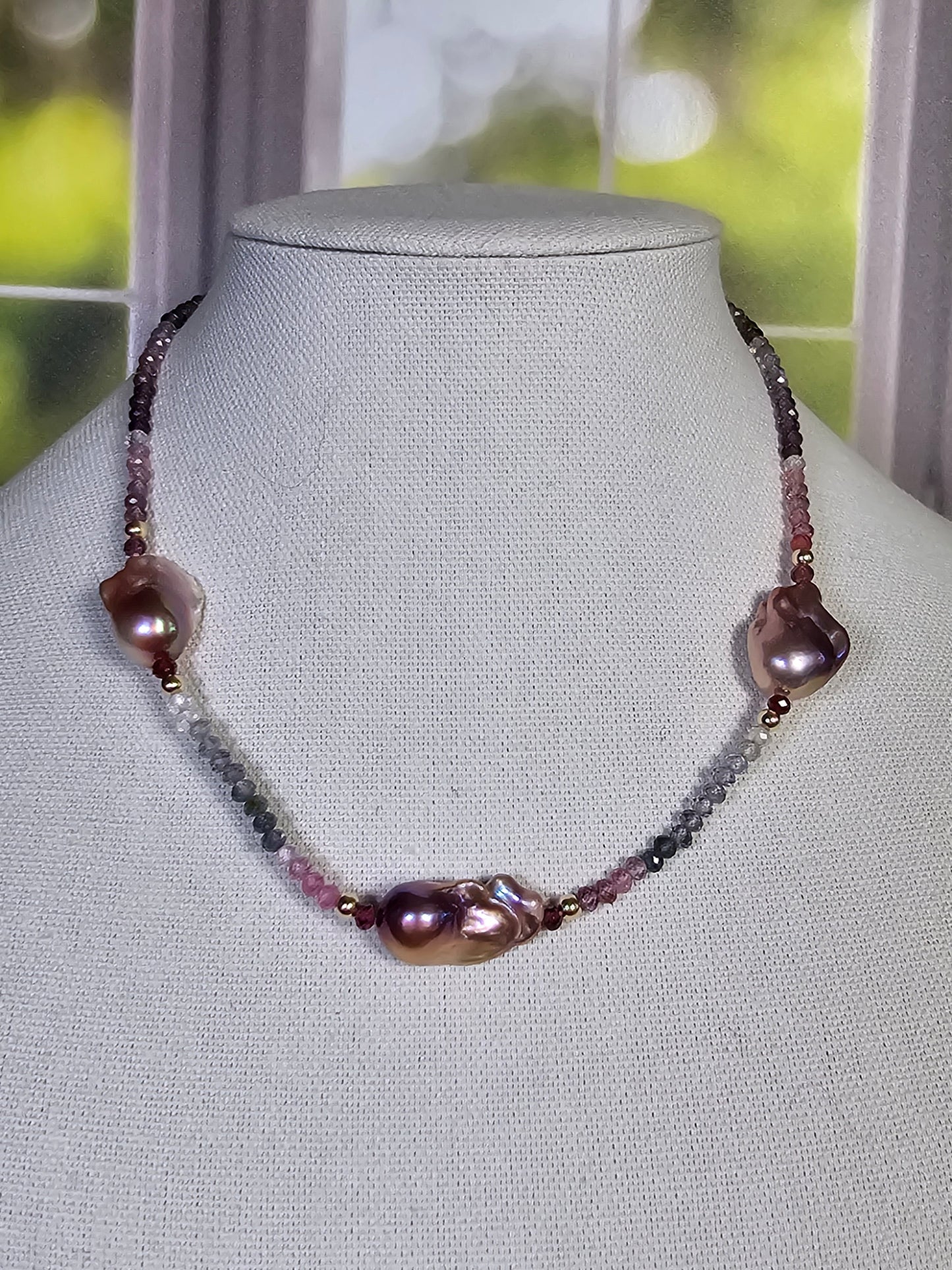 Blush Pink Baroque & Tourmaline Necklace