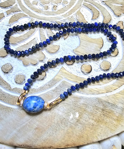 Lapis Lazuli  Rondelle Necklace