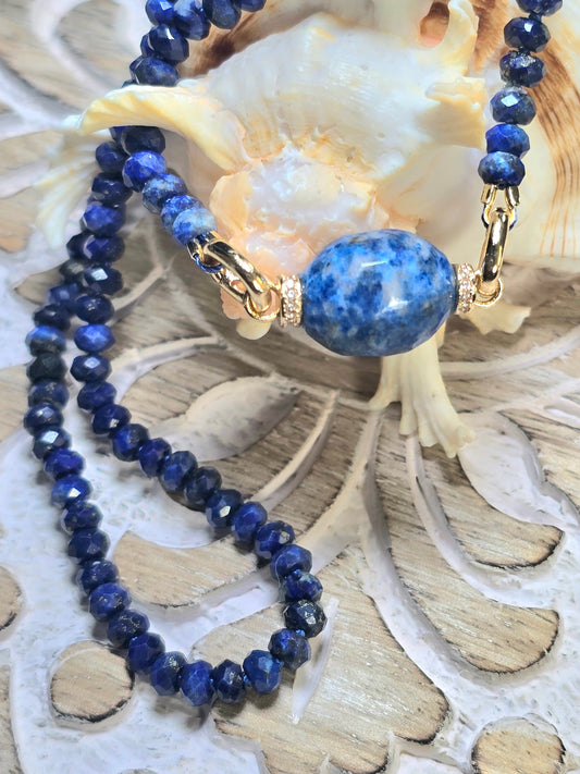 Lapis Lazuli  Rondelle Necklace