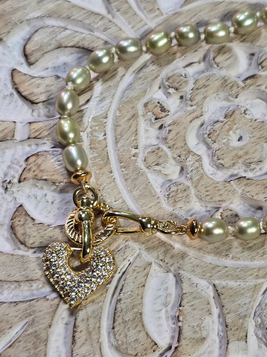 Sparkling Sweetheart Pearl Necklace