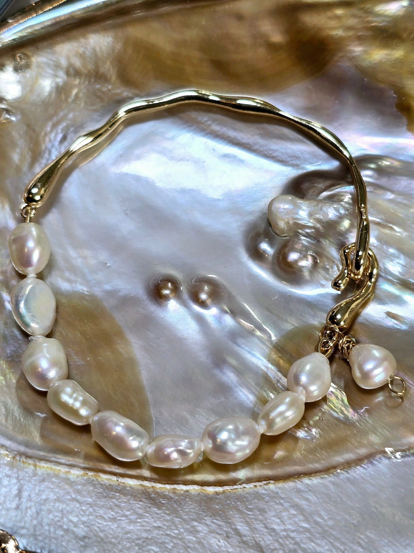 Cuff Gemstone and Pearl Bracelets