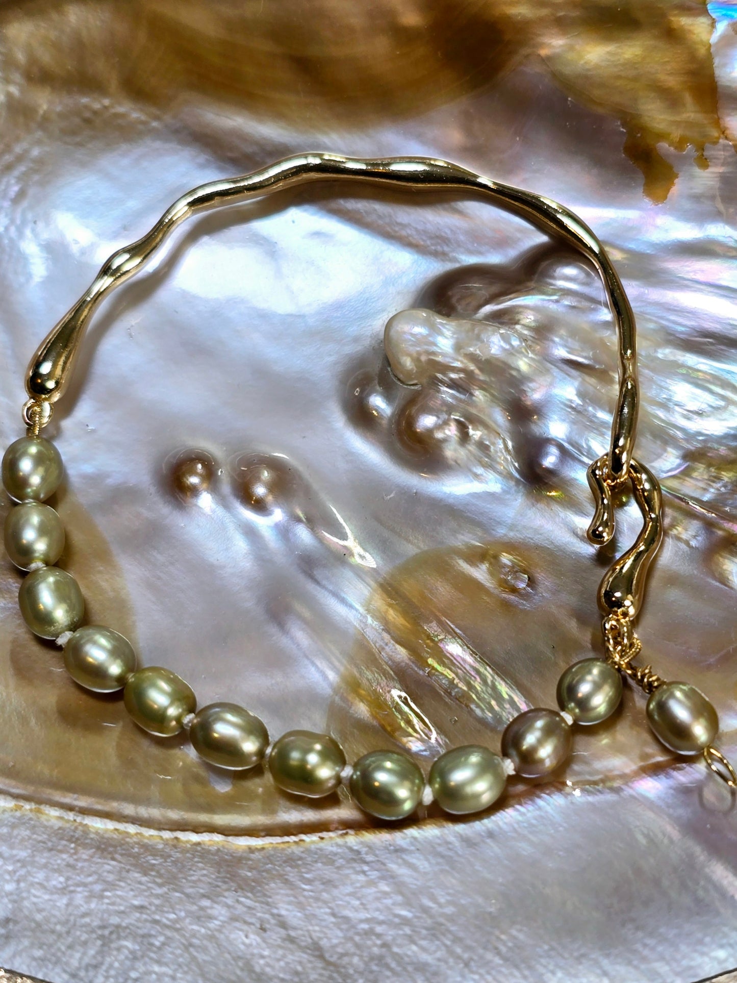 Cuff Gemstone and Pearl Bracelets