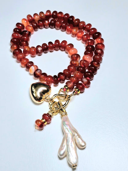 Carnelian and Pearl Necklace