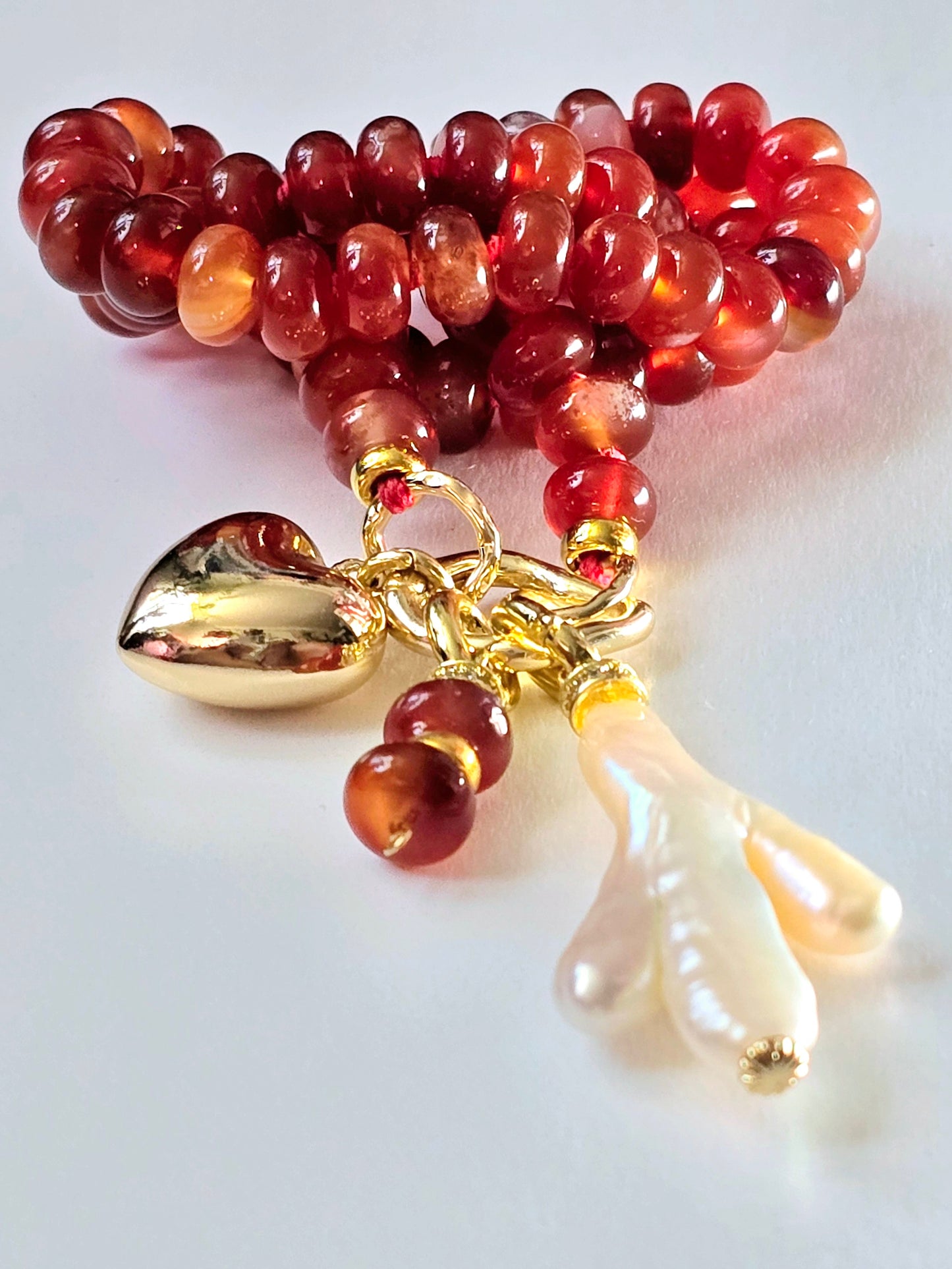 Carnelian and Pearl Necklace