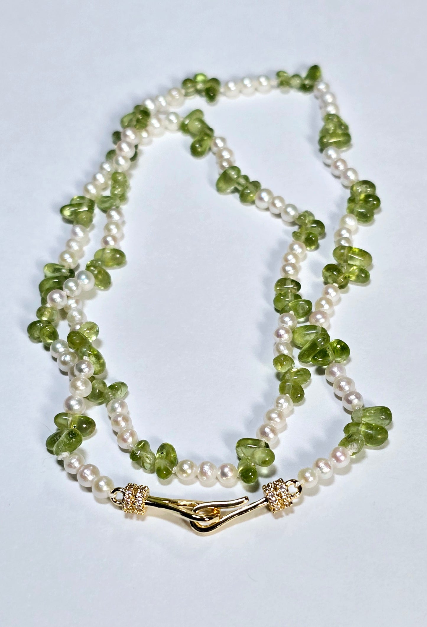 Peridot and Freshwater  Pearl Necklace