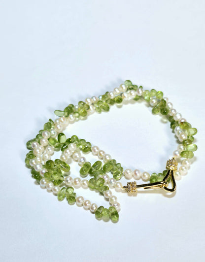 Peridot and Freshwater  Pearl Necklace