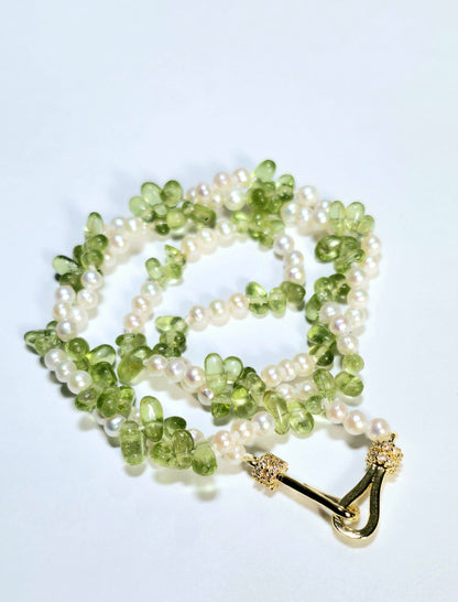 Peridot and Freshwater  Pearl Necklace