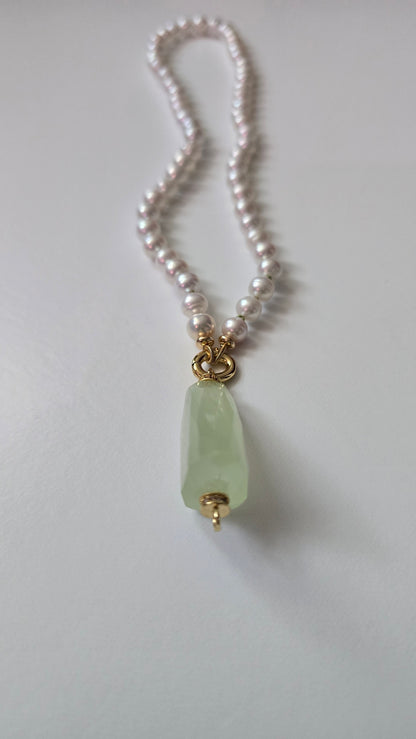 Freshwater Pearl & Lemon Chalcedony Pedant Necklace