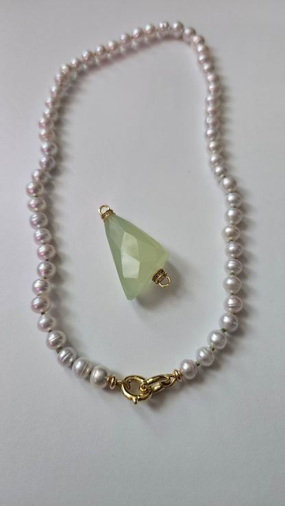 Freshwater Pearl & Lemon Chalcedony Pedant Necklace