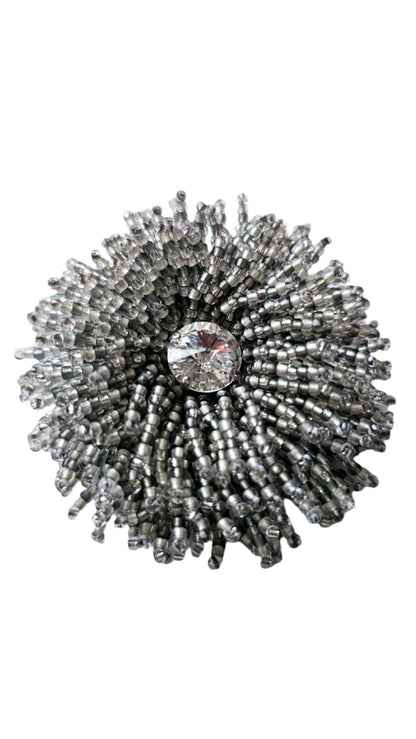 Crystal White Sunburst Brooch