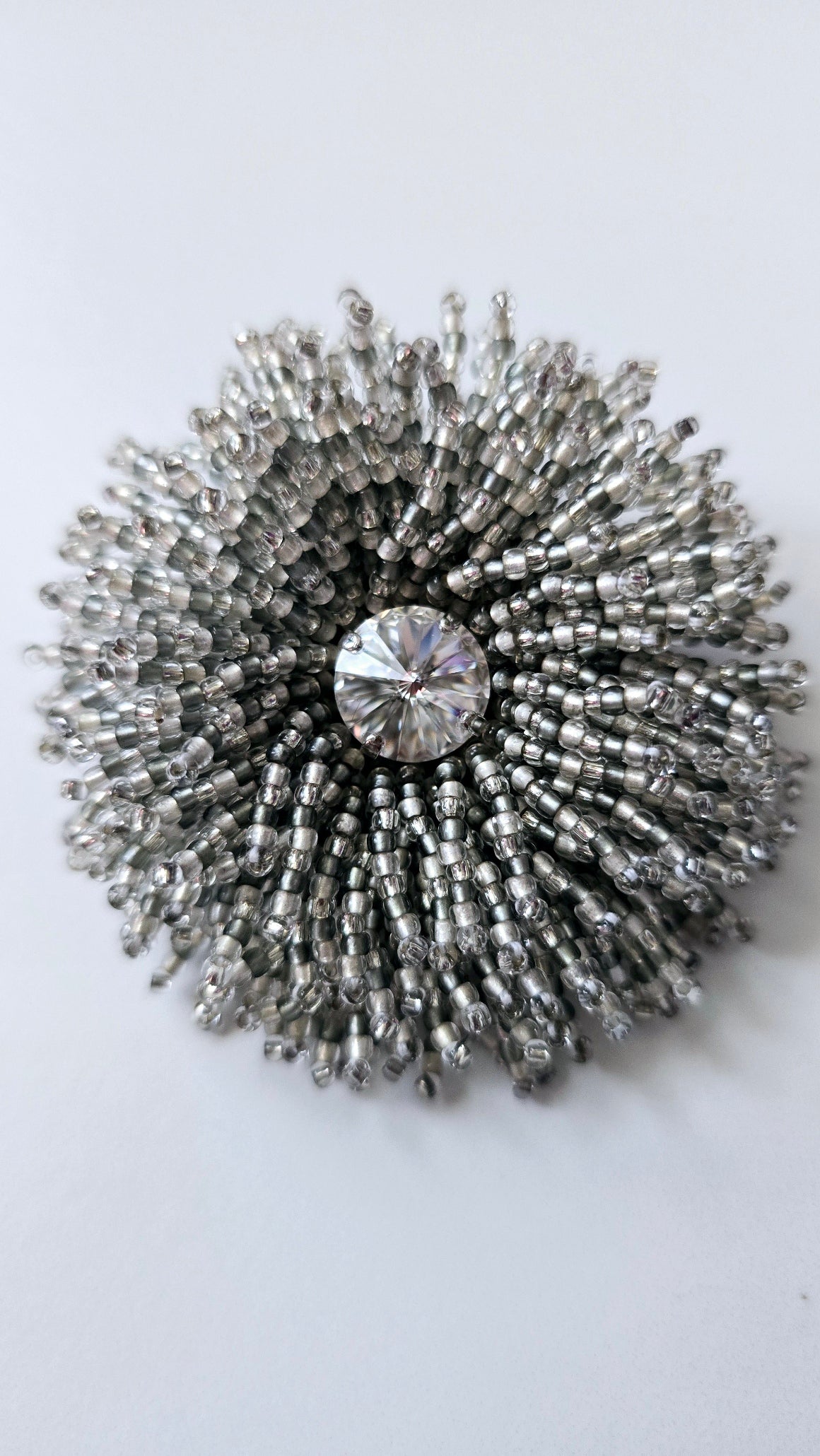 Crystal White Sunburst Brooch