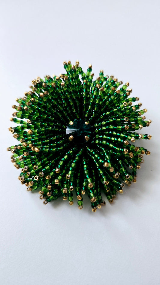 Green Sunburst Brooch