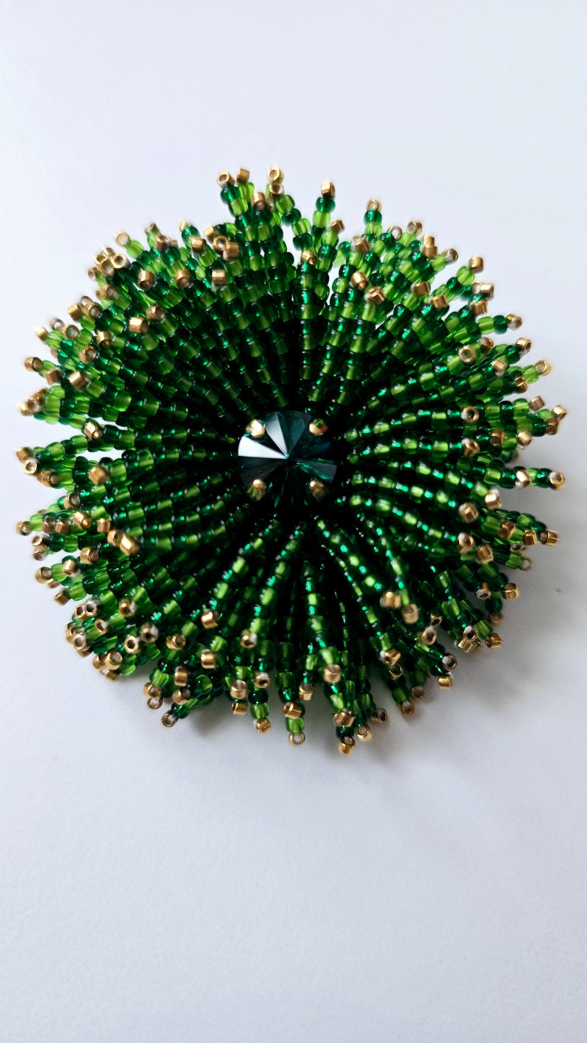 Green Sunburst Brooch