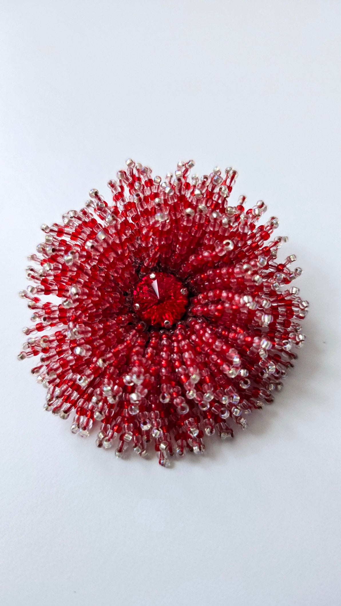 Red Sunburst Brooch