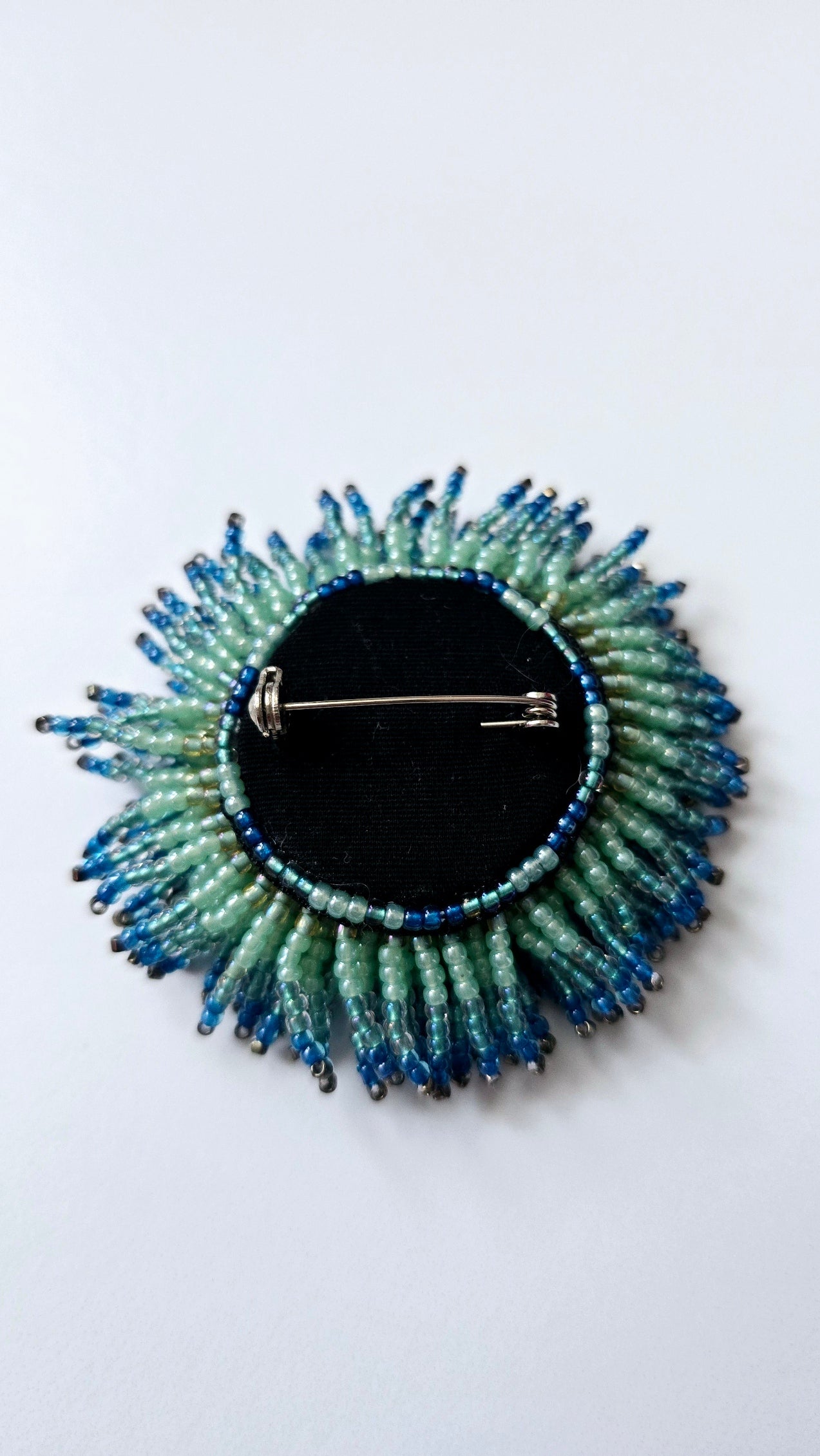 Aqua Blue Sunburst Brooch