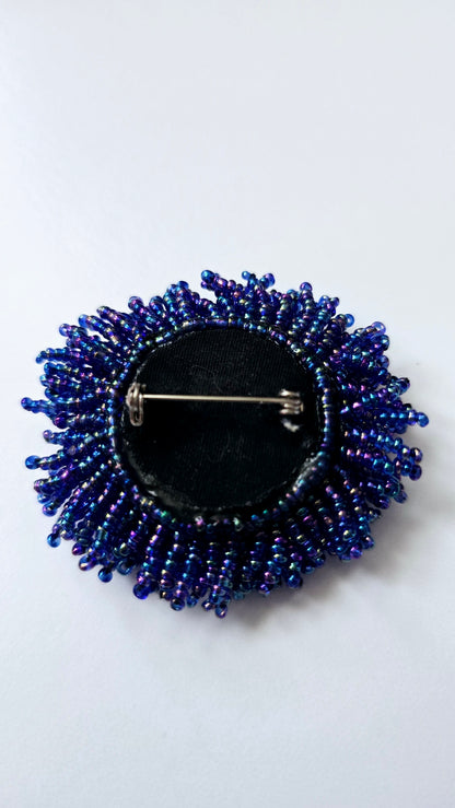 Royal Blue Sunburst Brooch