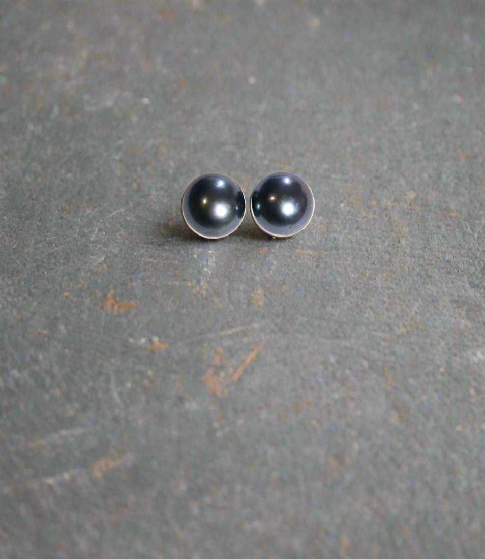 8mm Round Peacock Blue Stud Earrings