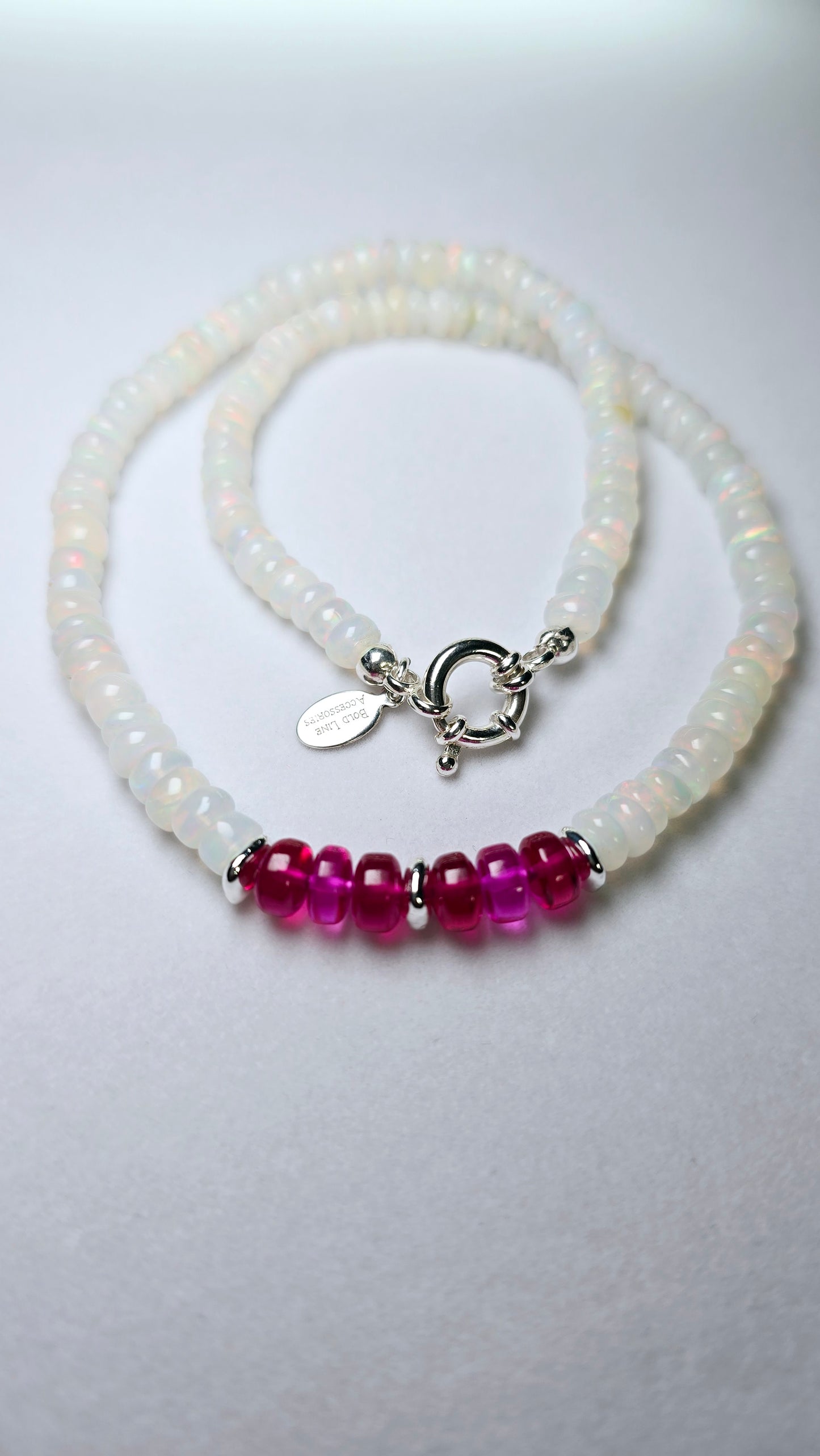 Ethiopian Fire Opal & Ruby Rondelle Necklace