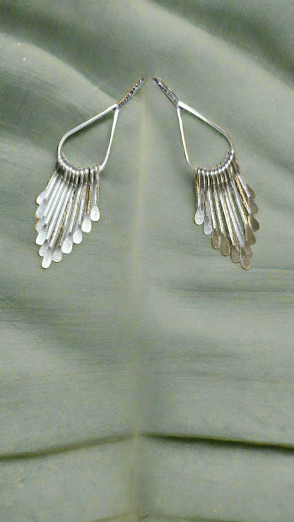 Antique Silver Paddle Drop Earrings