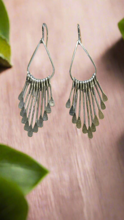 Antique Silver Paddle Drop Earrings