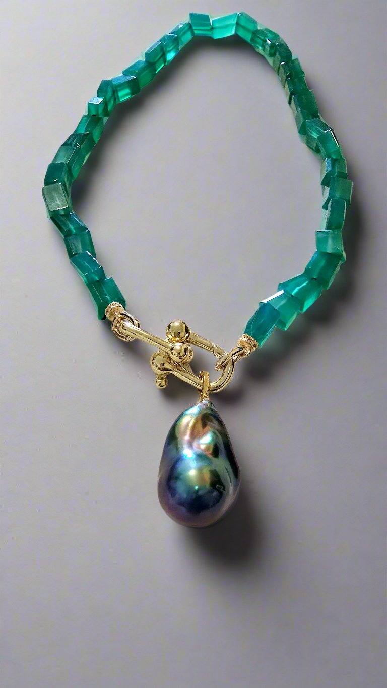 Green Onyx Baroque Pearl Necklace