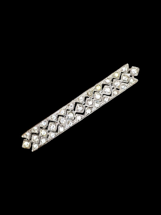 ORA Art Deco Rectangular Rhinestone Brooch