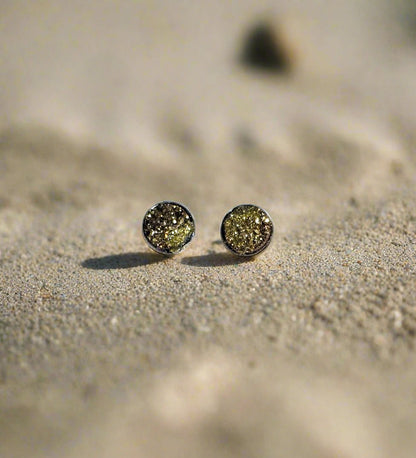 Sterling Silver Druzy Agate Stud Earrings