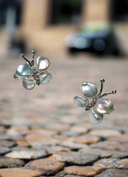 SS Freshwater Keshi Pearl Butterfly Pin