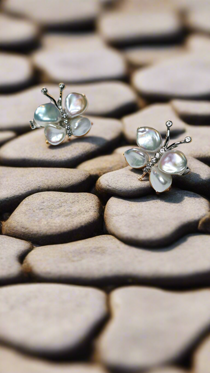 SS Freshwater Keshi Pearl Butterfly Pin