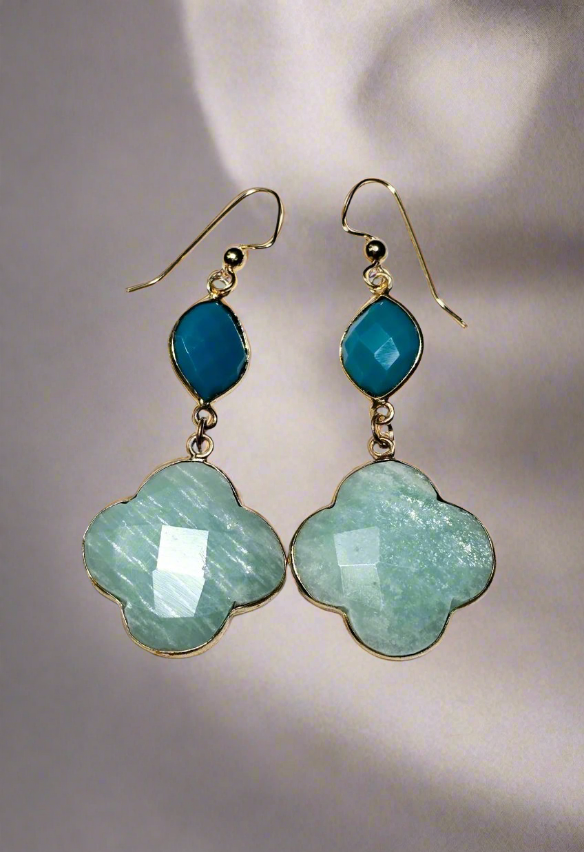 Turquoise & Amazonite Drop Earring