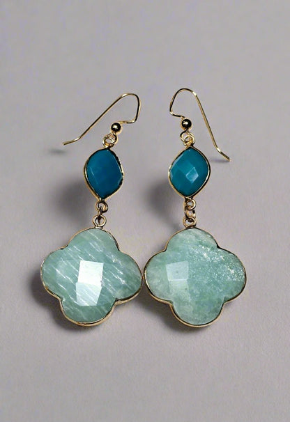 Turquoise & Amazonite Drop Earring