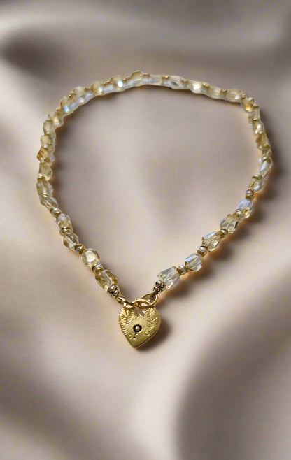 Citrine & Pearl, Heart Pendant Necklace