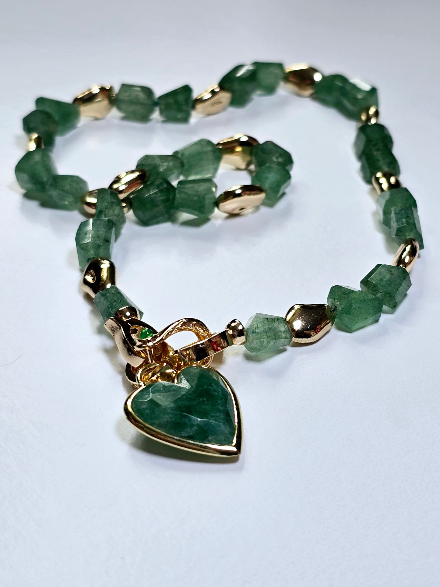 Green Aventurine Nugget Heart Necklace