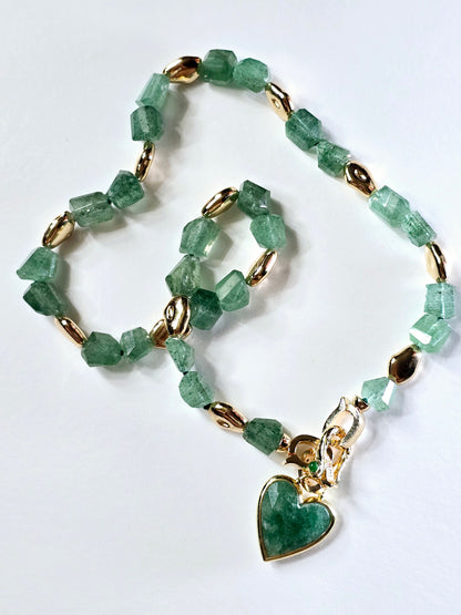 Green Aventurine Nugget Heart Necklace