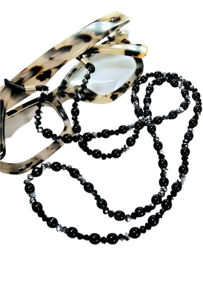 Black & Silver Beaded Eyewear Necklace Holder