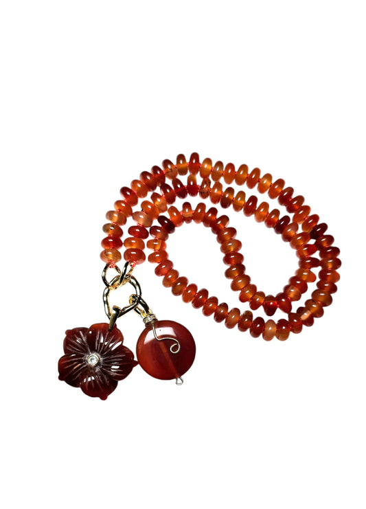 Carnelian Carved Floral Necklace