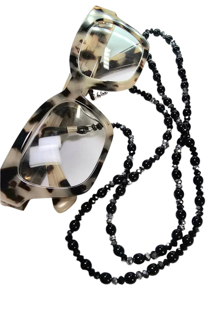 Black & Silver Beaded Eyewear Necklace Holder