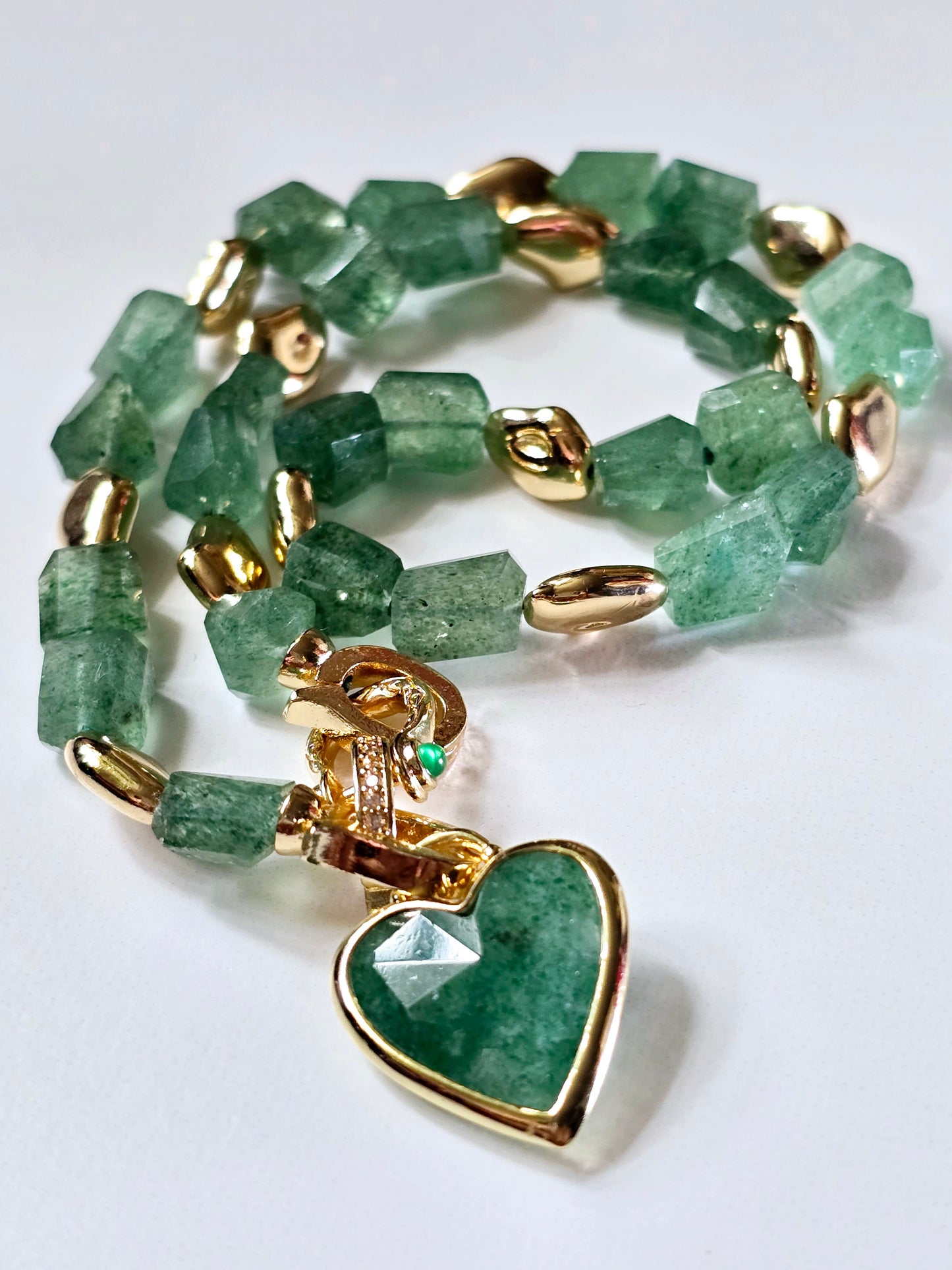 Green Aventurine Nugget Heart Necklace