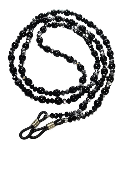 Black & Silver Beaded Eyewear Necklace Holder