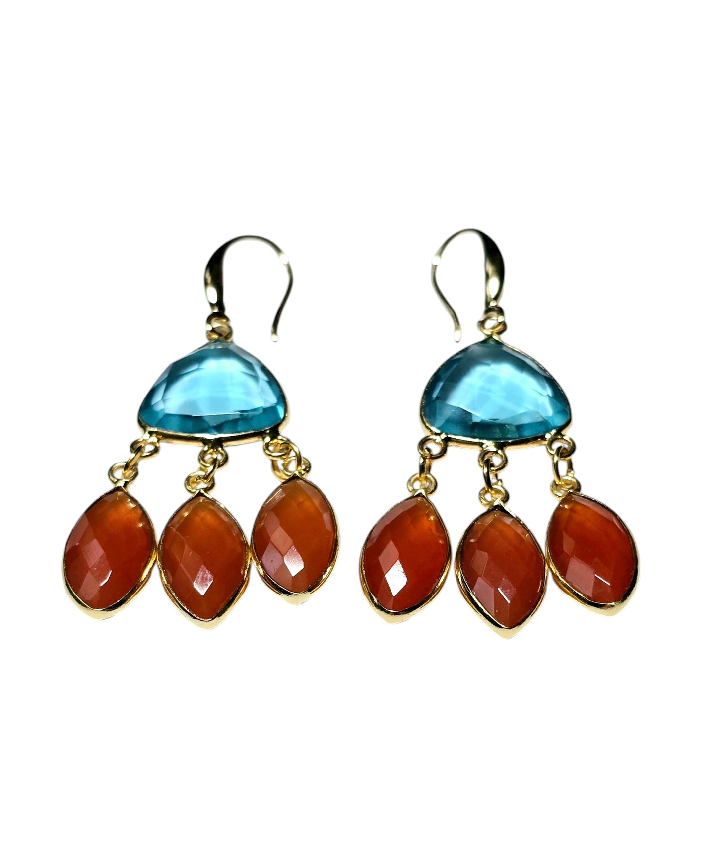 Sky Topaz & Carnelian Drop Earrings