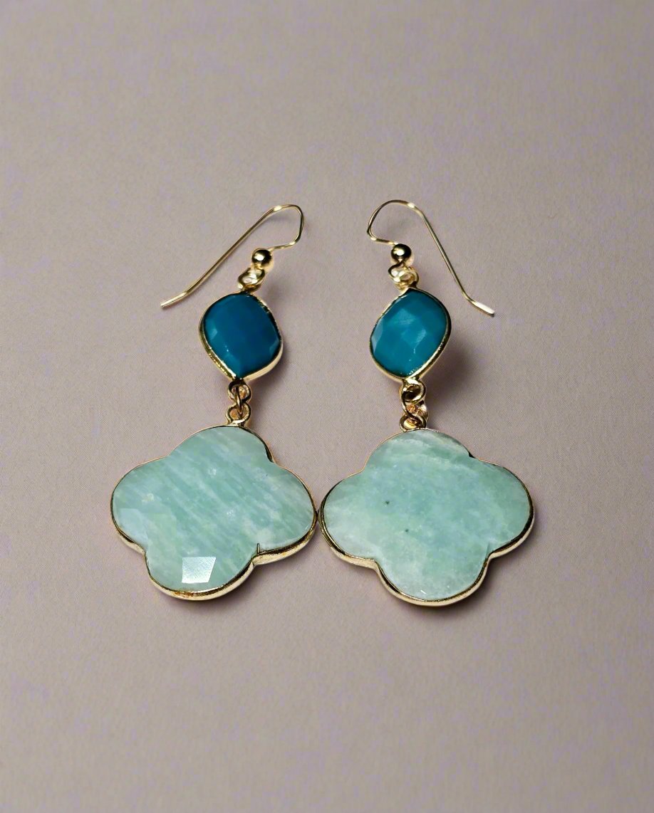 Turquoise & Amazonite Drop Earring